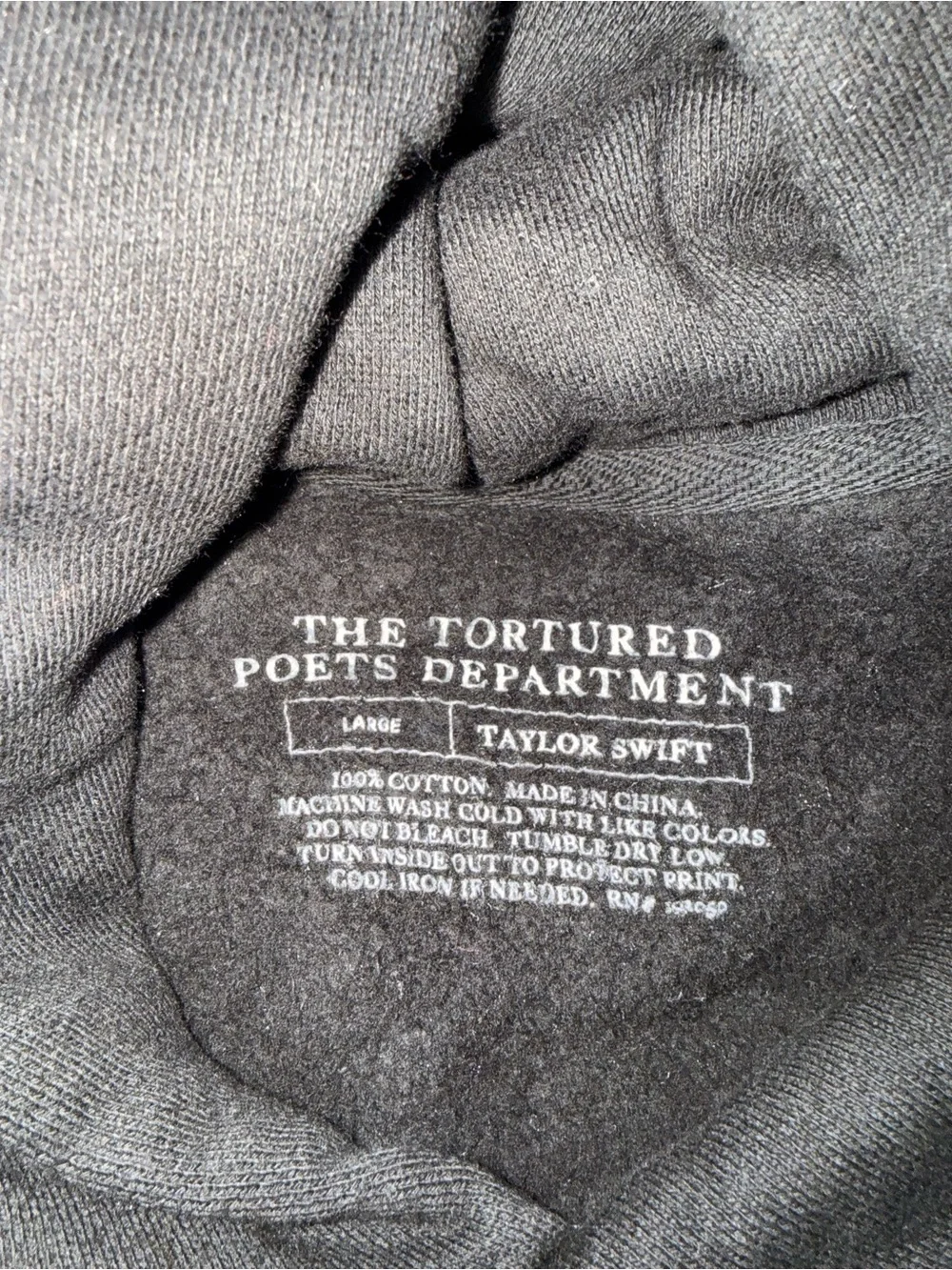 Taylor Swift The Tortured Poets Department Black Hoodie Sweatshirt Large